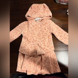 Pink Leopard Print Hooded Cardigan